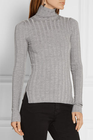 Adil bow-embellished metallic knitted turtleneck top