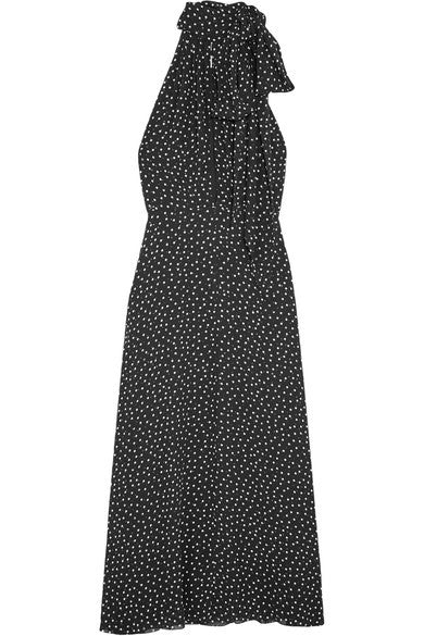 Glittered polka-dot crepe midi dress