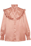 Ruffled silk-satin blouse