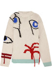 Tree fringed intarsia wool sweater