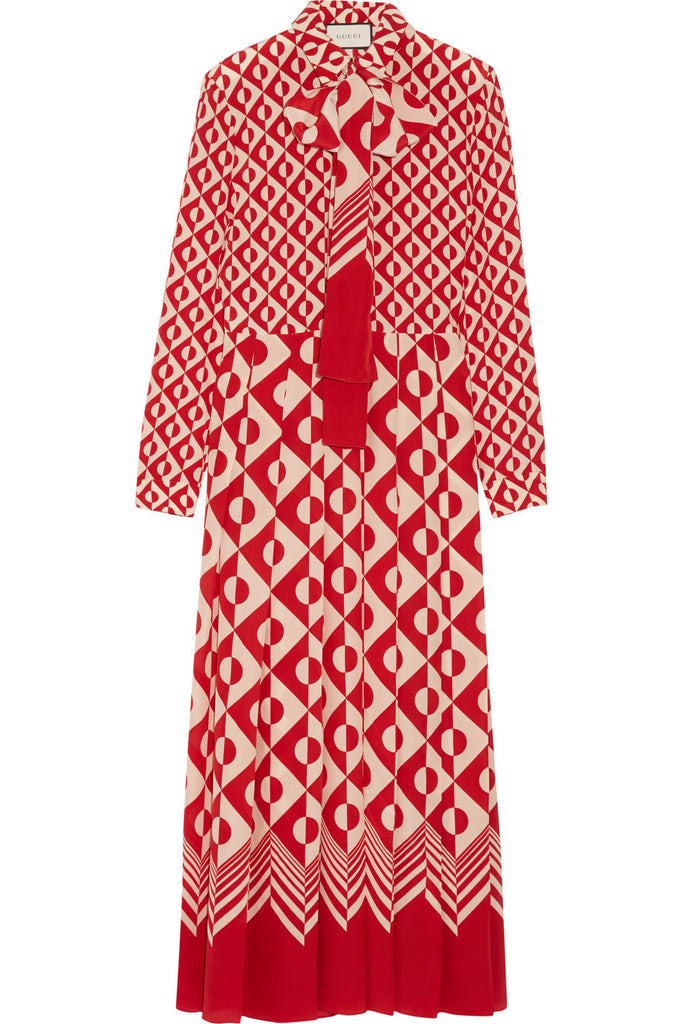 Printed silk crepe de chine maxi dress