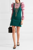 Embellished wool-blend mini dress