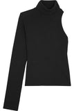 Portia one-shoulder ribbed-knit turtleneck sweater