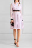 Embellished pleated silk-chiffon dress