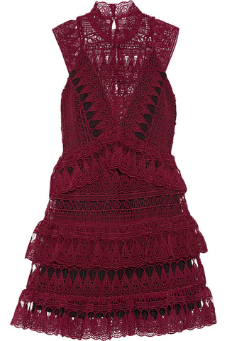 Tiered guipure lace mini dress