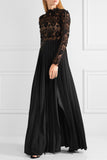 Mia guipure lace and pleated crepe gown